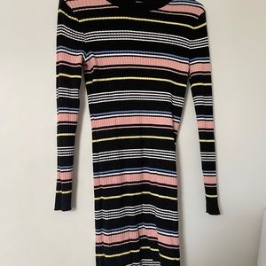 Striped cotton bodycon dress
